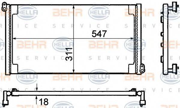 BEHR HELLA SERVICE 8FC351304301 Конденсатор, кондиціонер