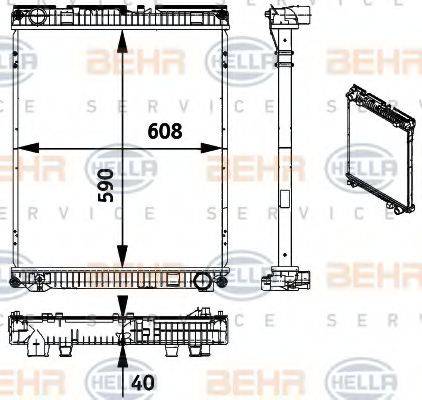 BEHR HELLA SERVICE 8MK376728671 Радіатор, охолодження двигуна