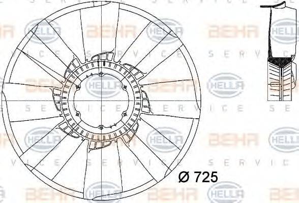 BEHR HELLA SERVICE 8MV376744571 Крильчатка вентилятора, охолодження двигуна