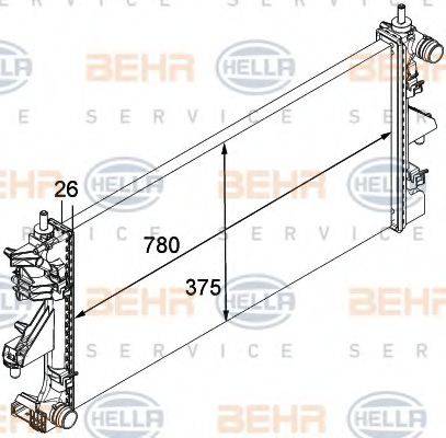 BEHR HELLA SERVICE 8MK376745021 Радіатор, охолодження двигуна