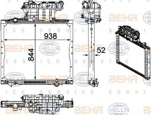 BEHR HELLA SERVICE 8MK376756011 Радіатор, охолодження двигуна