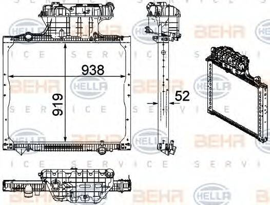 BEHR HELLA SERVICE 8MK376756021 Радіатор, охолодження двигуна