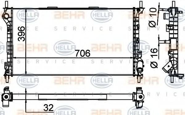 BEHR HELLA SERVICE 8MK376756581 Радіатор, охолодження двигуна