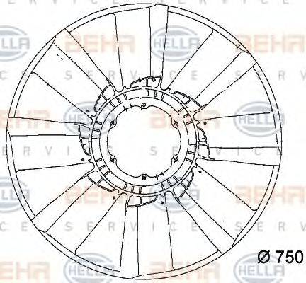 BEHR HELLA SERVICE 8MV376757101 Крильчатка вентилятора, охолодження двигуна