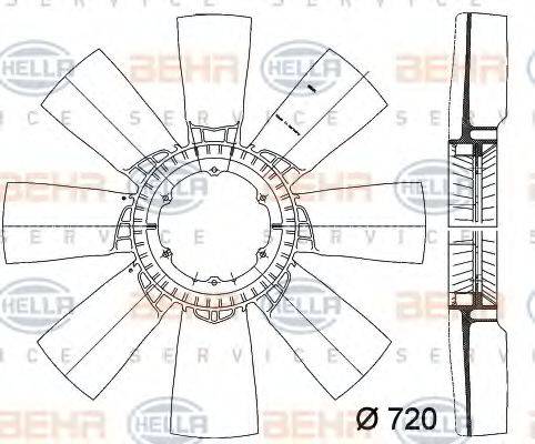 BEHR HELLA SERVICE 8MV376757421 Крильчатка вентилятора, охолодження двигуна