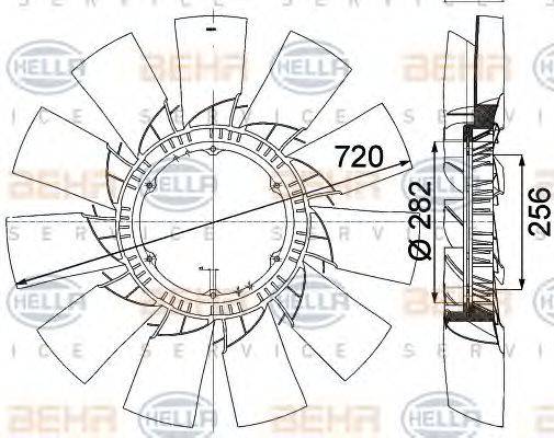 BEHR HELLA SERVICE 8MV376757491 Крильчатка вентилятора, охолодження двигуна