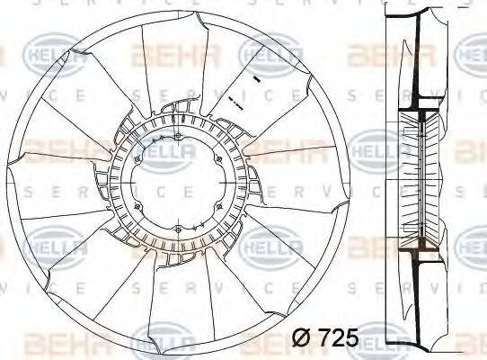 BEHR HELLA SERVICE 8MV376758251 Крильчатка вентилятора, охолодження двигуна