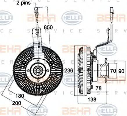 BEHR HELLA SERVICE 8MV376758511 Зчеплення, вентилятор радіатора