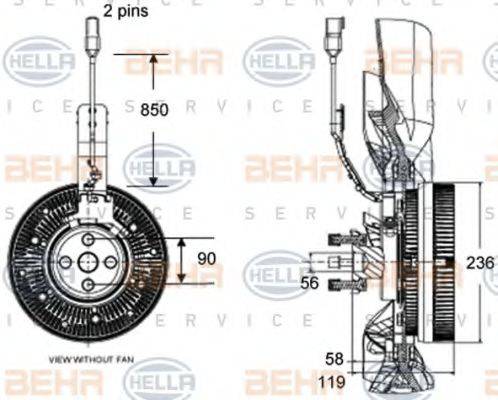 BEHR HELLA SERVICE 8MV376758541 Зчеплення, вентилятор радіатора