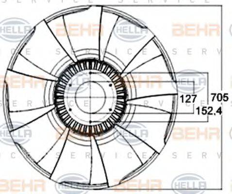 BEHR HELLA SERVICE 8MV376758561 Крильчатка вентилятора, охолодження двигуна