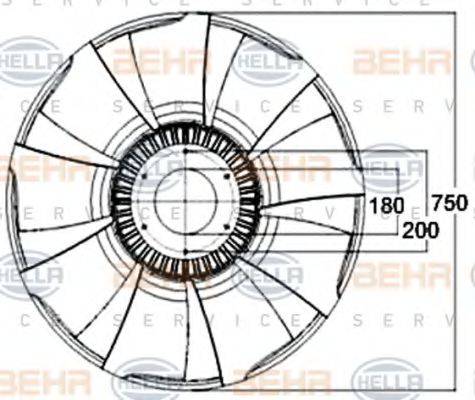 BEHR HELLA SERVICE 8MV376758571 Крильчатка вентилятора, охолодження двигуна