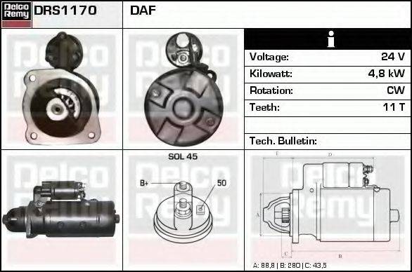 DELCO REMY DRS1170 Стартер