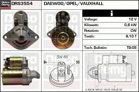 DELCO REMY DRS3554 Стартер