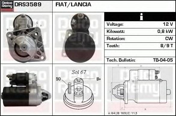 DELCO REMY DRS3589 Стартер