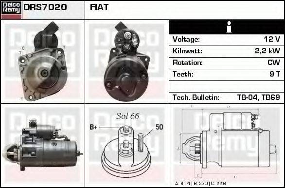 DELCO REMY DRS7020 Стартер