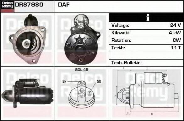 DELCO REMY DRS7980 Стартер