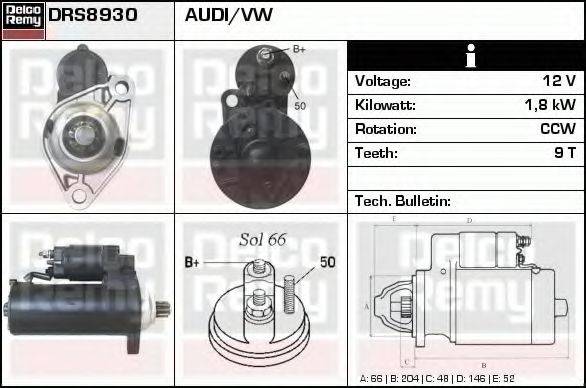 DELCO REMY DRS8930 Стартер