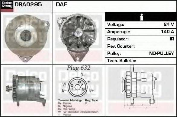 DELCO REMY DRA0295 Генератор