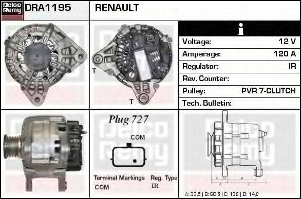 DELCO REMY DRA1195 Генератор