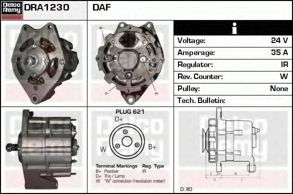 DELCO REMY DRA1230 Генератор