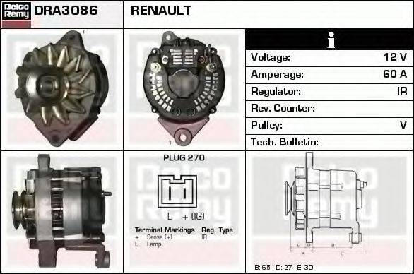 DELCO REMY DRA3086 Генератор