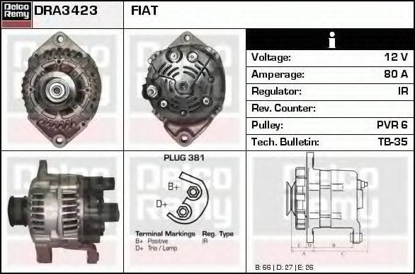 DELCO REMY DRA3423 Генератор