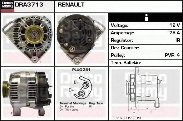 DELCO REMY DRA3713 Генератор