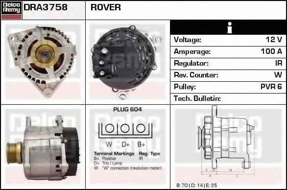 DELCO REMY DRA3758 Генератор