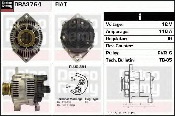 DELCO REMY DRA3764 Генератор