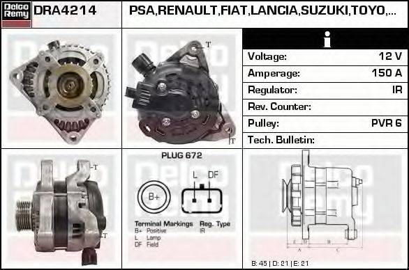 DELCO REMY DRA4214 Генератор