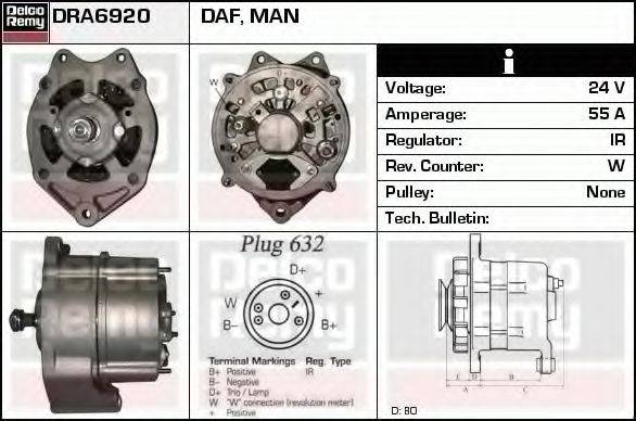 DELCO REMY DRA6920 Генератор