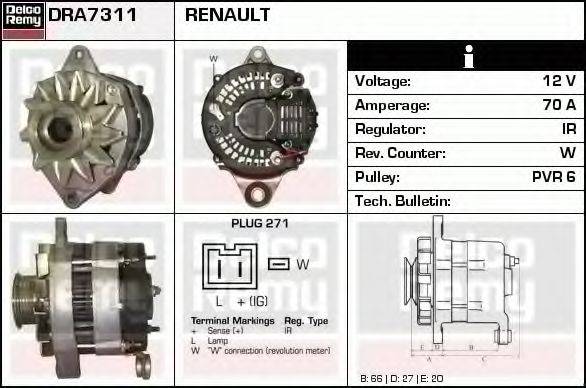 DELCO REMY DRA7311 Генератор