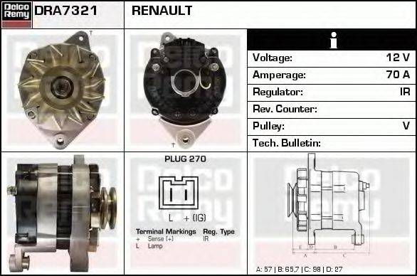 DELCO REMY DRA7321 Генератор