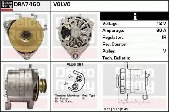 DELCO REMY DRA7460 Генератор