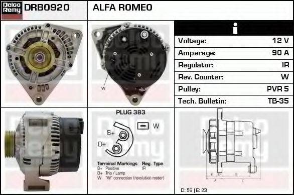 DELCO REMY DRB0920 Генератор