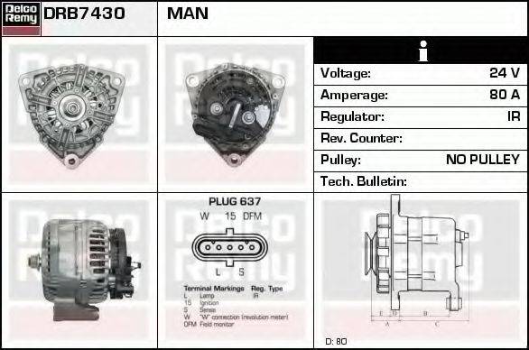 DELCO REMY DRB7430 Генератор