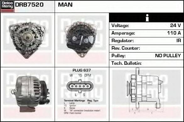 DELCO REMY DRB7520 Генератор