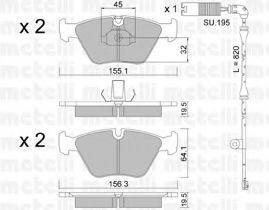 METELLI 2202074K Комплект гальмівних колодок, дискове гальмо
