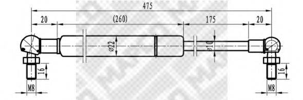 MAPCO 91408 Газова пружина, кришка багажника