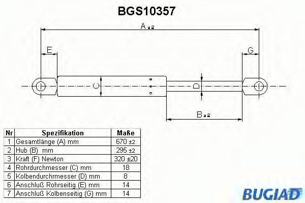 BUGIAD BGS10357 Газова пружина, кришка багажника