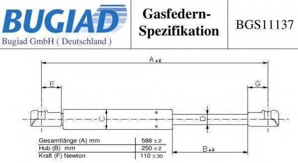 BUGIAD BGS11137 Газова пружина, заднє скло