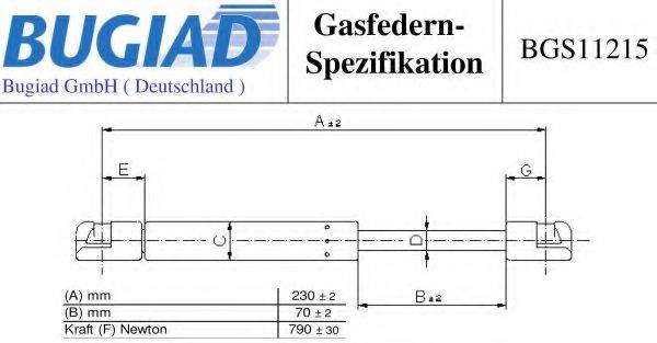 BUGIAD BGS11215 Газова пружина, заднє скло