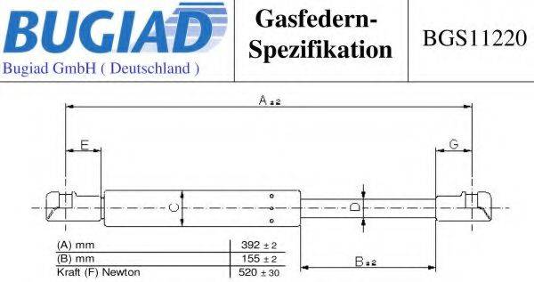 BUGIAD BGS11220 Газова пружина, капот