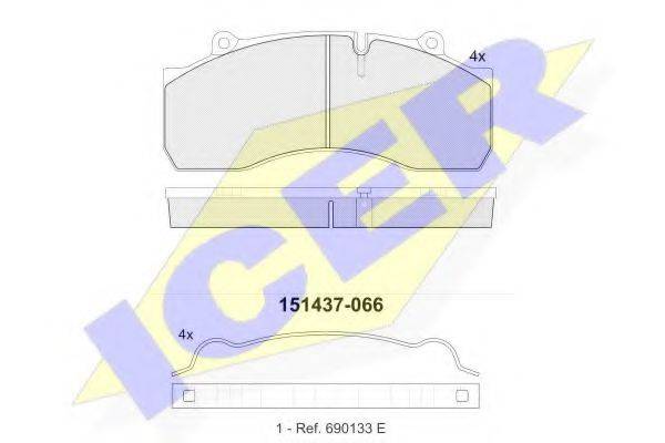 ICER 151437 Комплект гальмівних колодок, дискове гальмо