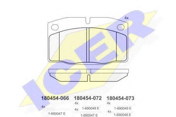 ICER 180454 Комплект гальмівних колодок, дискове гальмо