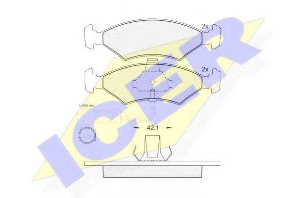 ICER 181230 Комплект гальмівних колодок, дискове гальмо
