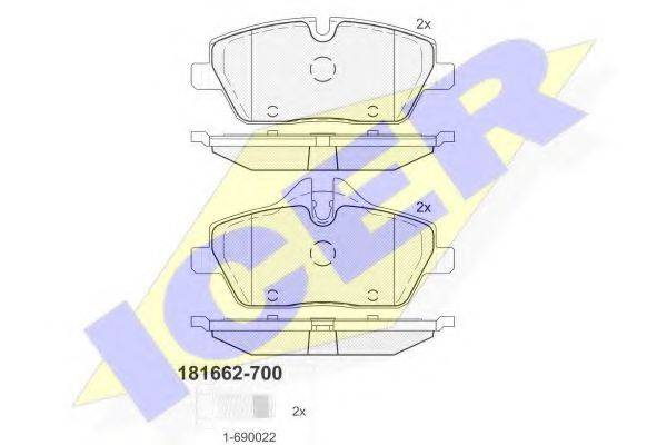 ICER 181662700 Комплект гальмівних колодок, дискове гальмо