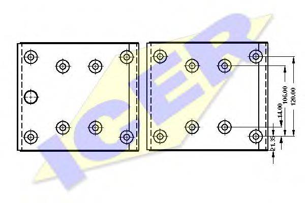 ICER 21949400 Комплект гальмівних черевиків, барабанні гальма