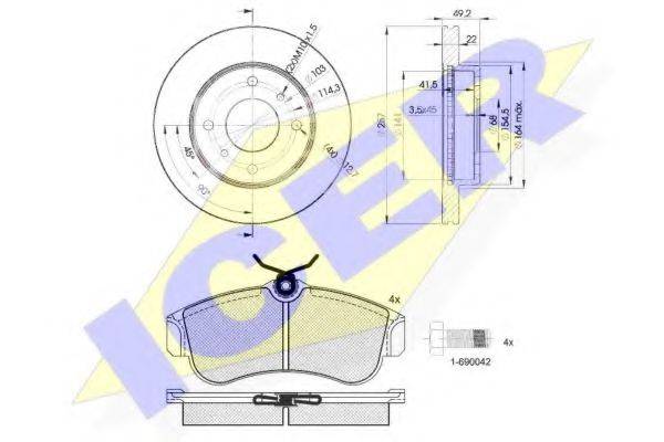 ICER 308037101 Комплект гальм, дисковий гальмівний механізм