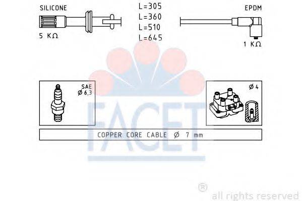 FACET 48700 Комплект дротів запалювання